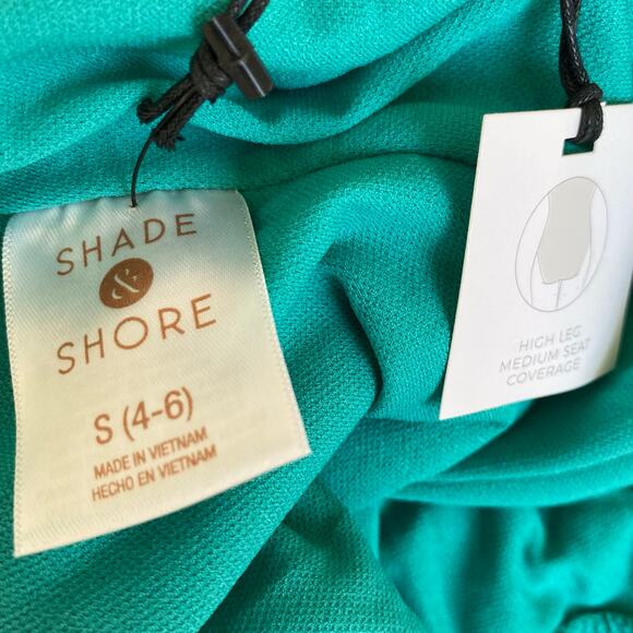 SHADE & SHORE NWOT One Piece Swimsuit High Leg Medium Coverage Teal Size Small - Picture 5 of 6